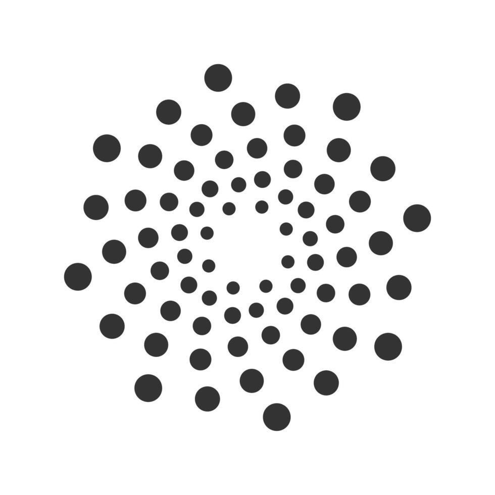 Black radial halftone dots circle isolated flat style design. vector