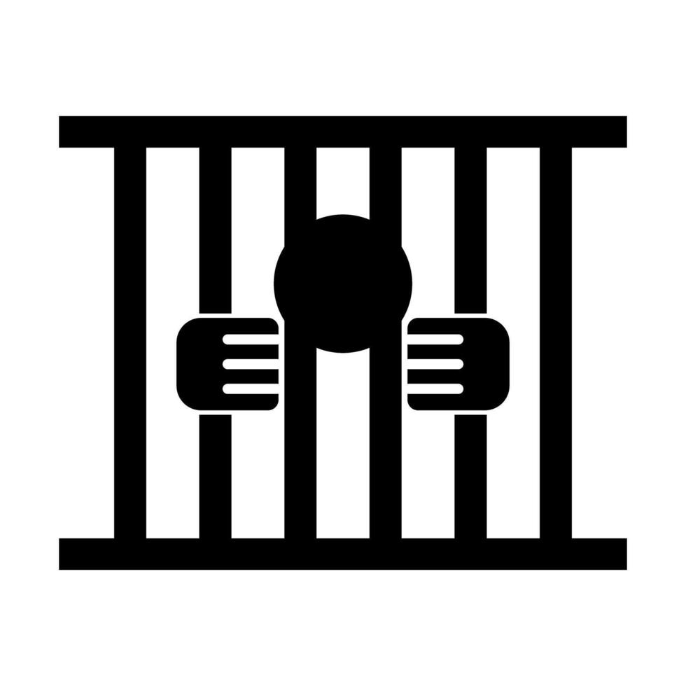Prisoner and prison silhouette. vector