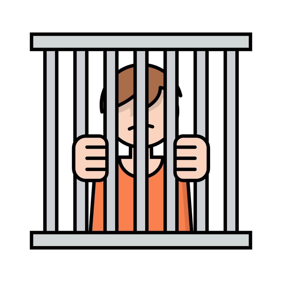 Prisoner in prison icon. vector