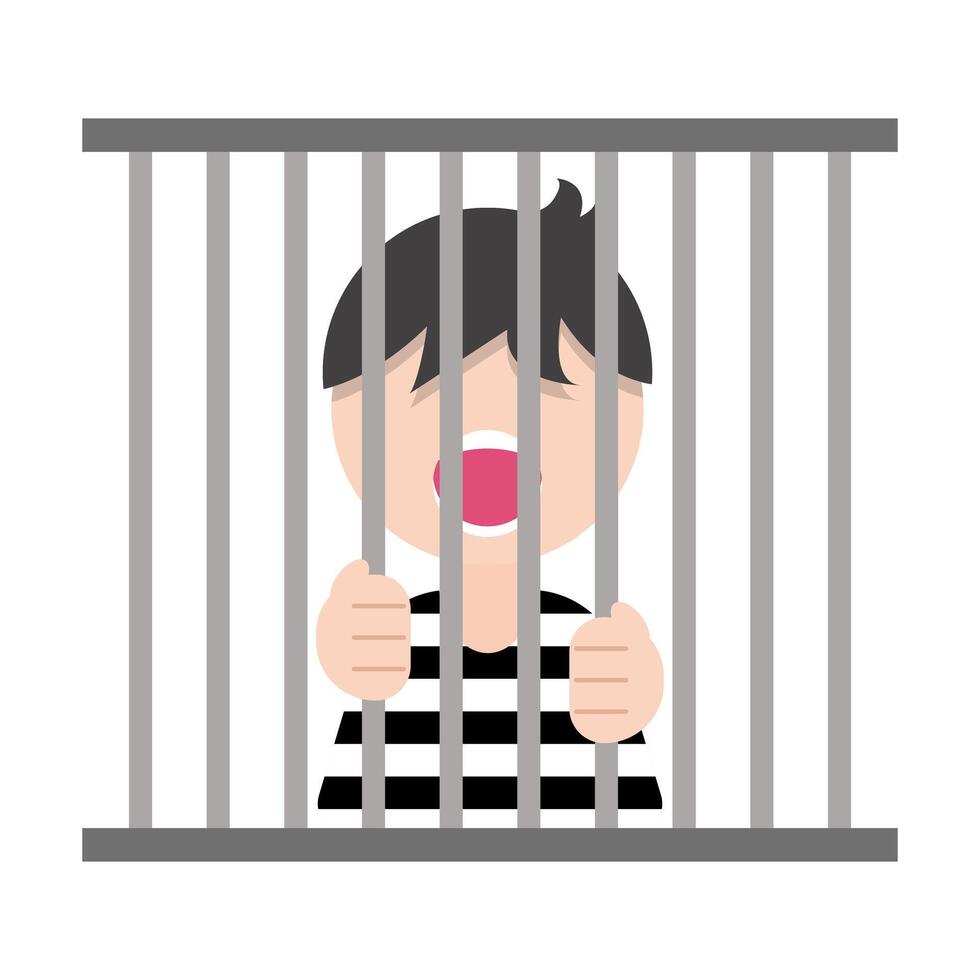 Prisoner screaming in prison icon. vector