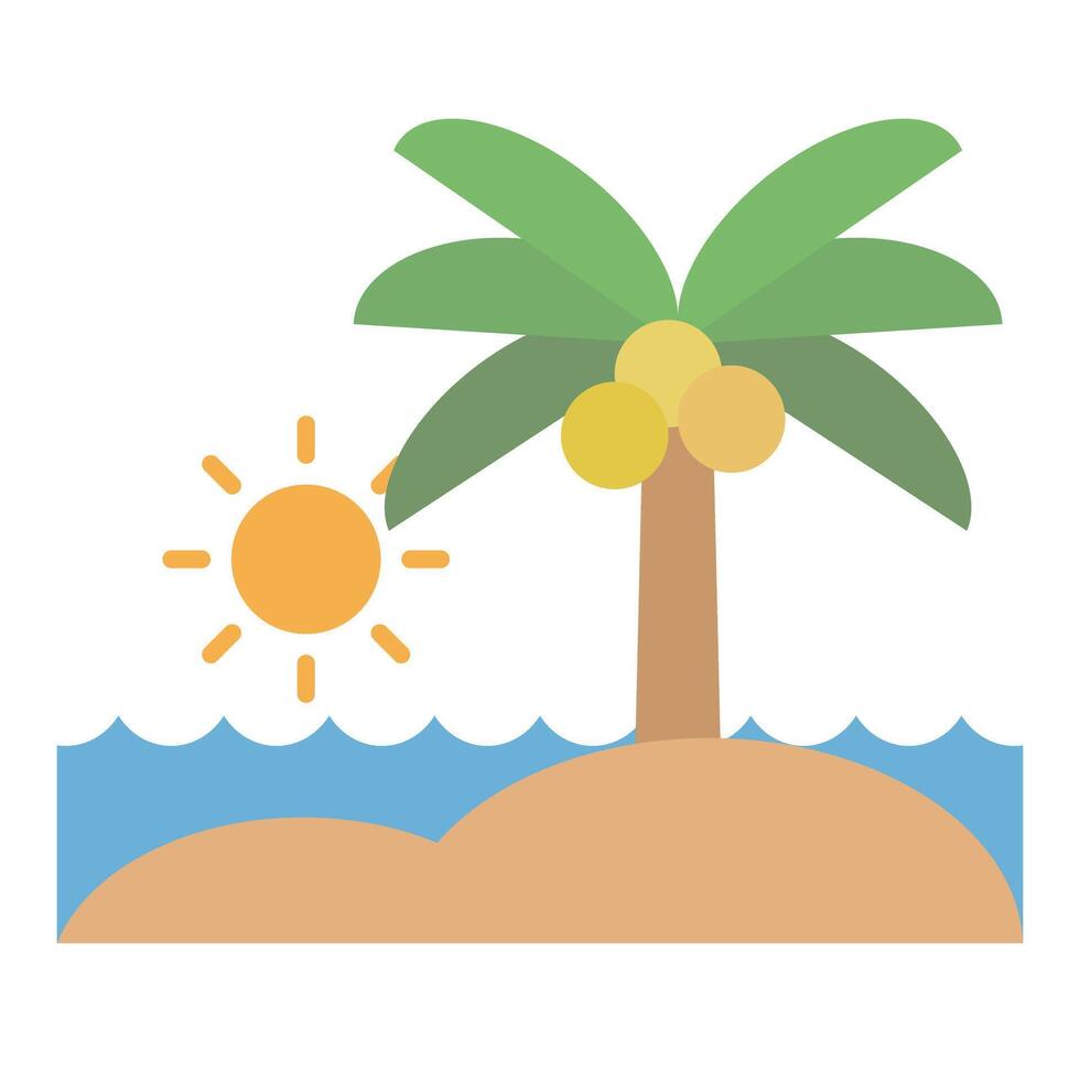 Sunny Beach with Palm Tree. vector