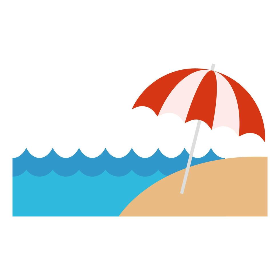 Beach and beach umbrella icon. vector