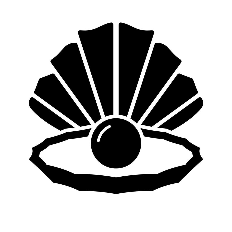 Radiant Pearl Inside Seashell Silhouette. vector