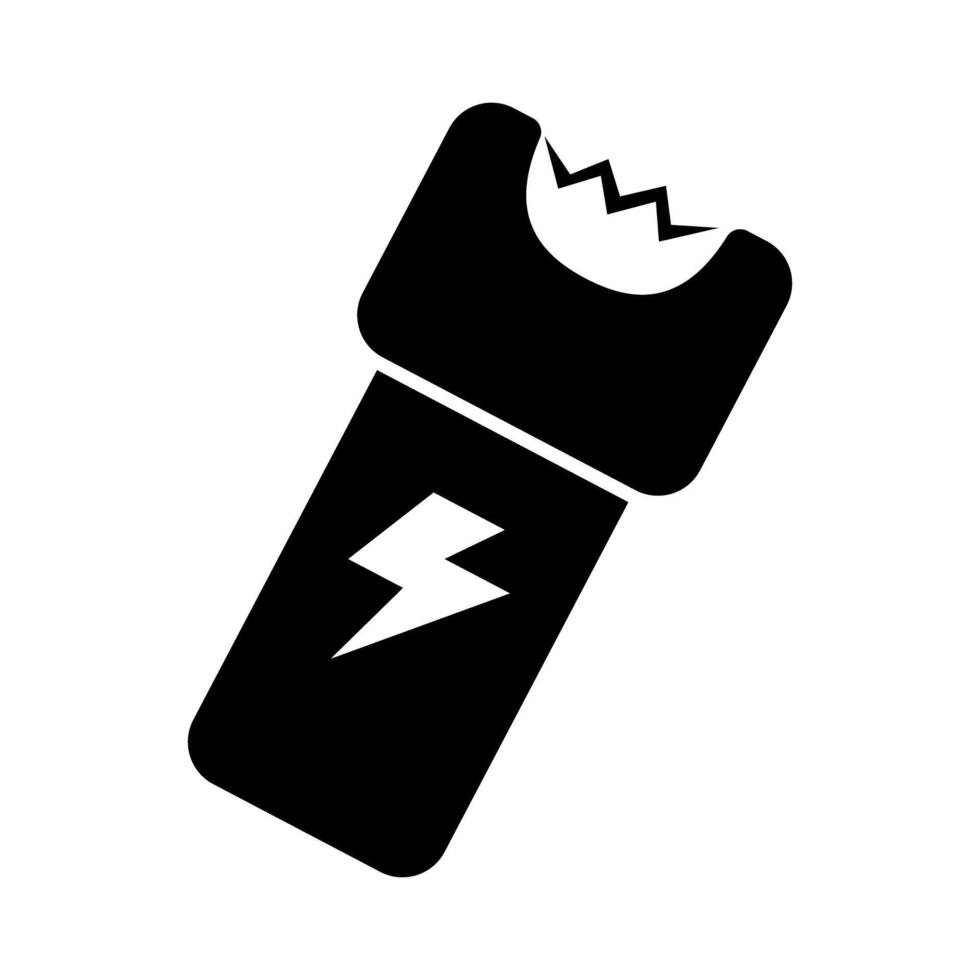 Electric shock and taser silhouette icon. vector