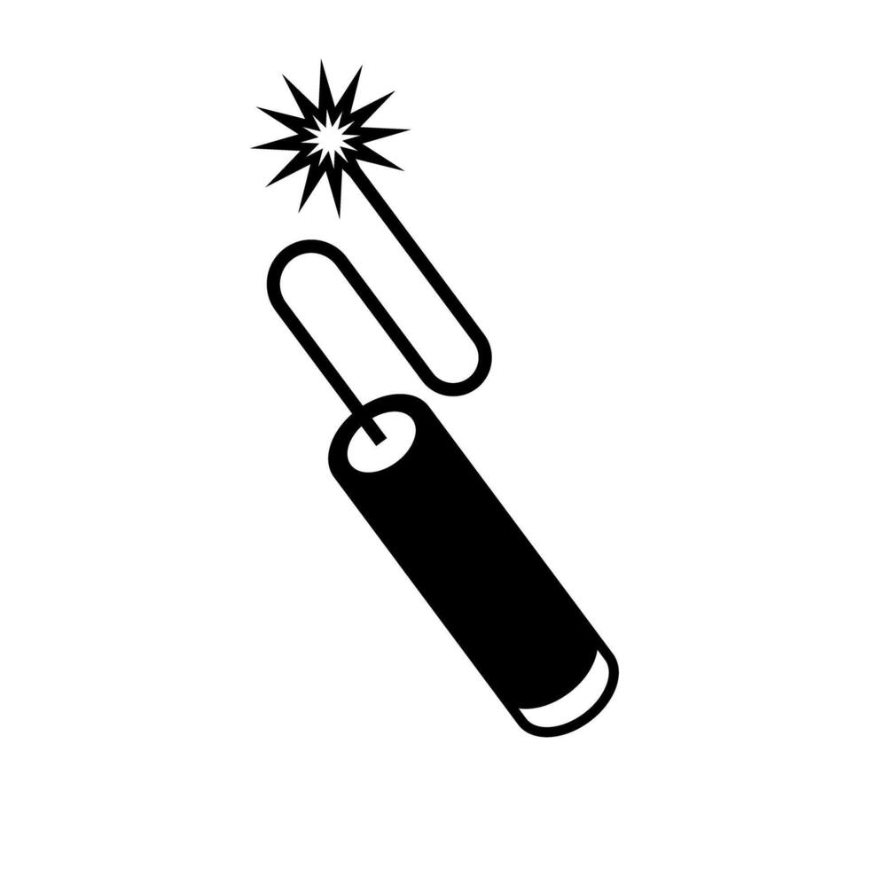 Ignited dynamite silhouette icon. vector