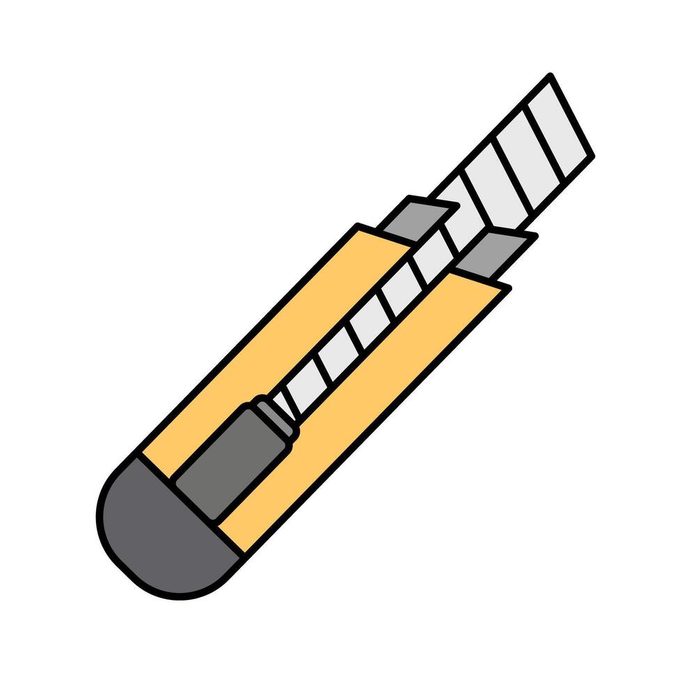 Yellow utility knife icon. vector