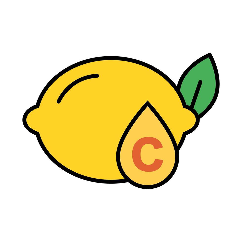Lemon and vitamin C icon. vector