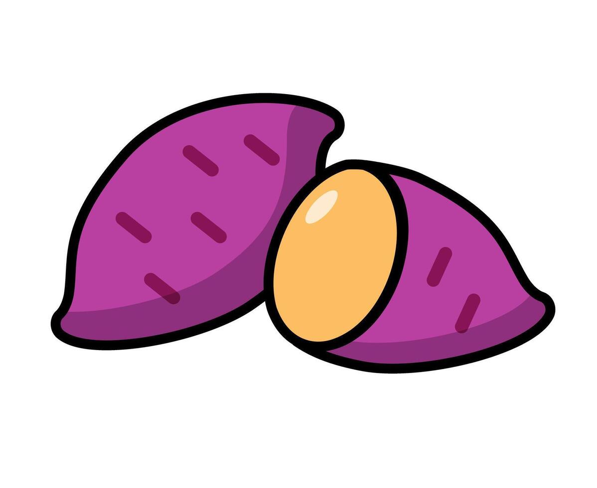 Whole and sliced sweet potato icon. vector