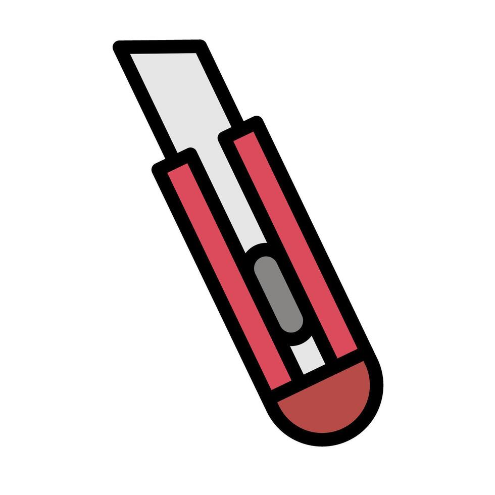 Simple red utility knife icon. vector