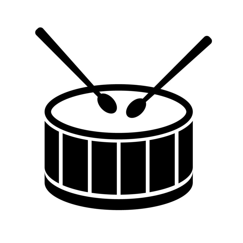 Drum playing silhouette icon. vector