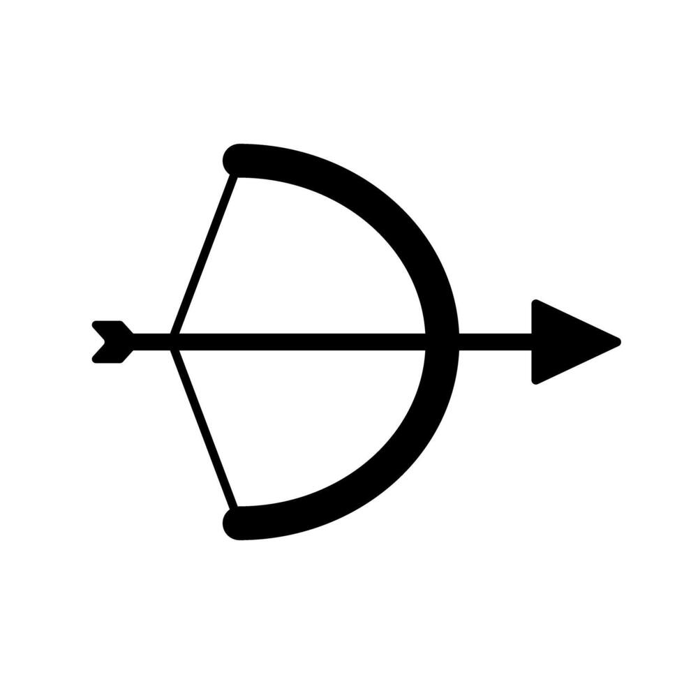 Compact bow and arrow silhouette icon. vector
