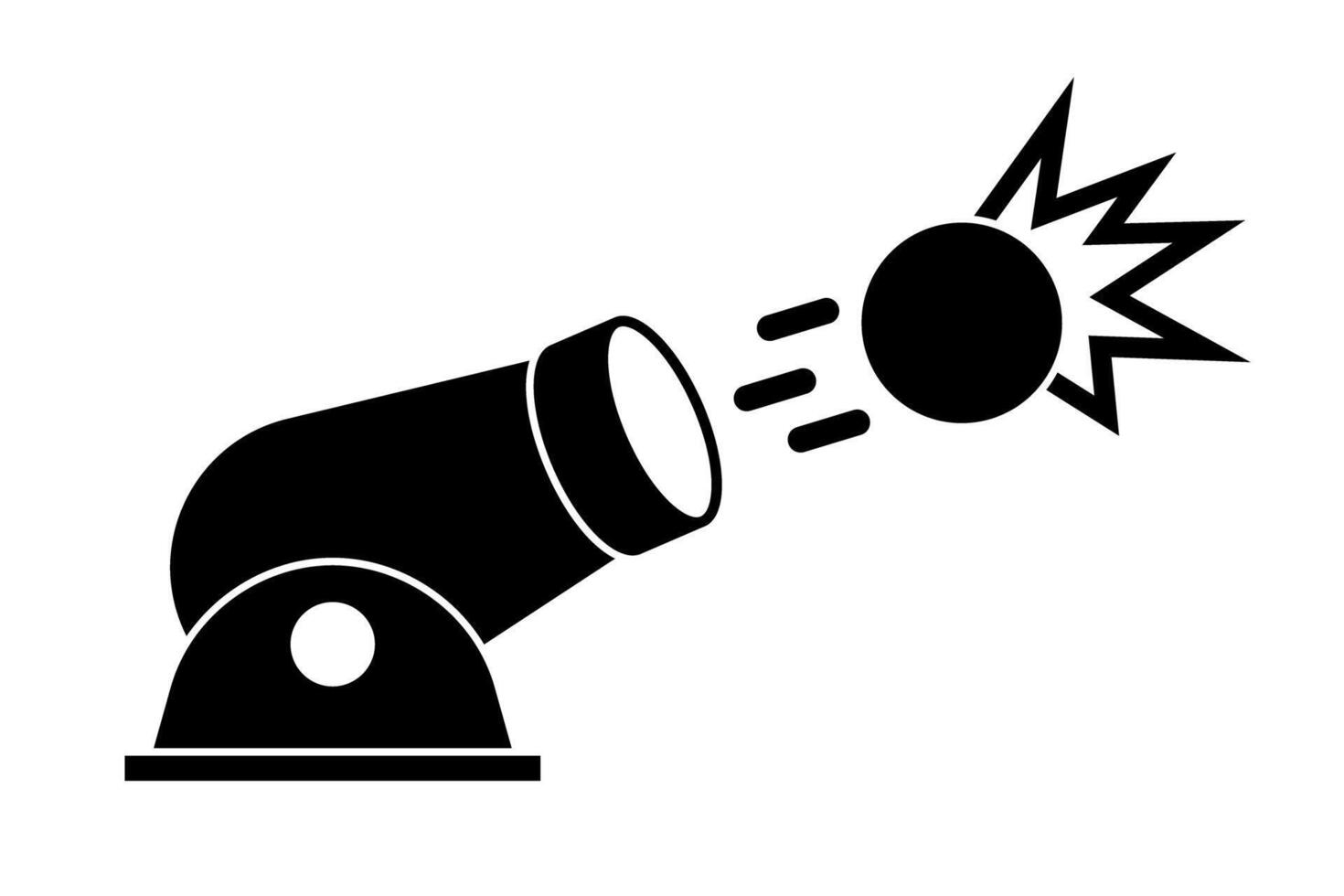 Cannon fire silhouette icon. vector