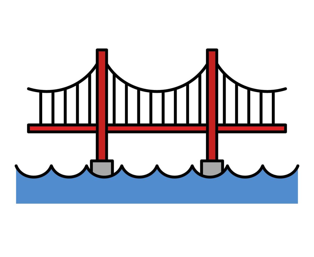 Flat design suspension bridge icon. vector