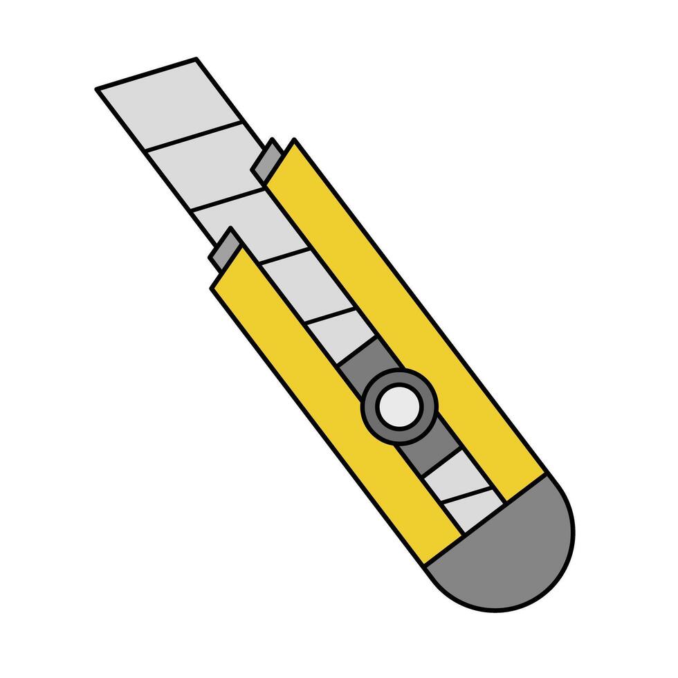 Yellow box cutter icon. vector