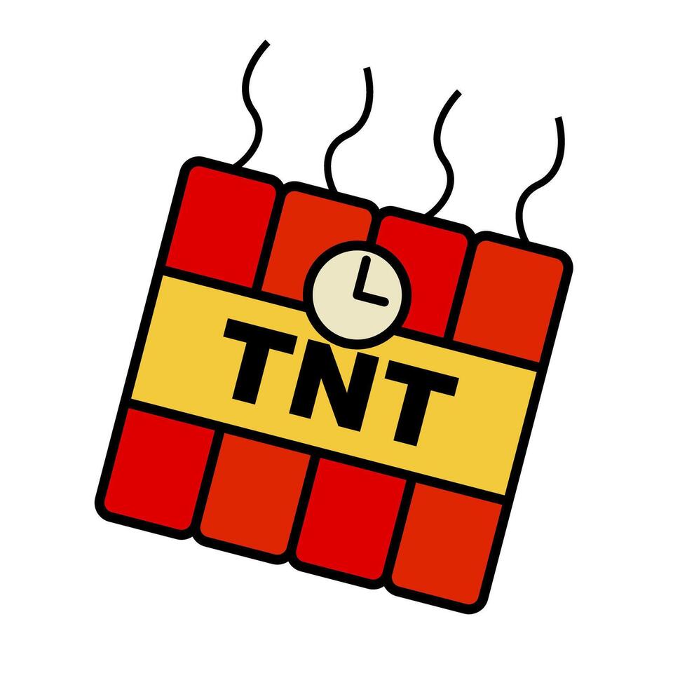 TNT bomb with countdown timer icon. vector