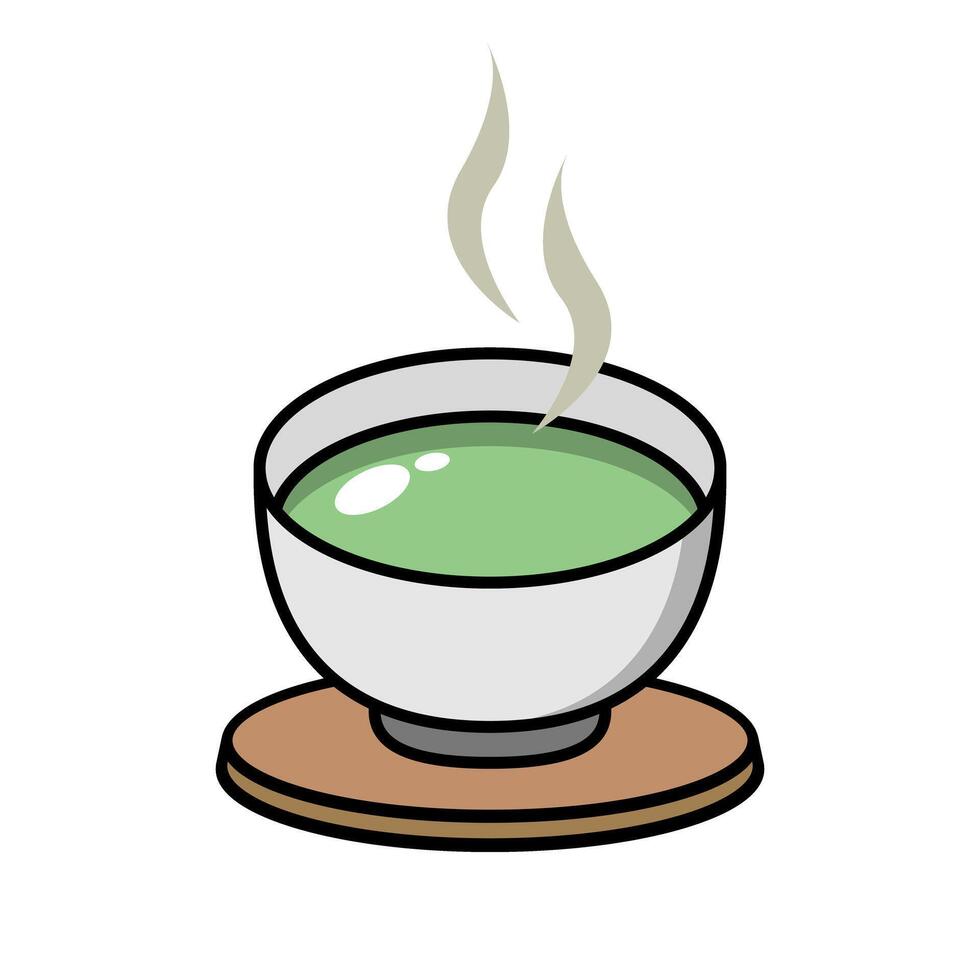 Hot green tea icon. vector