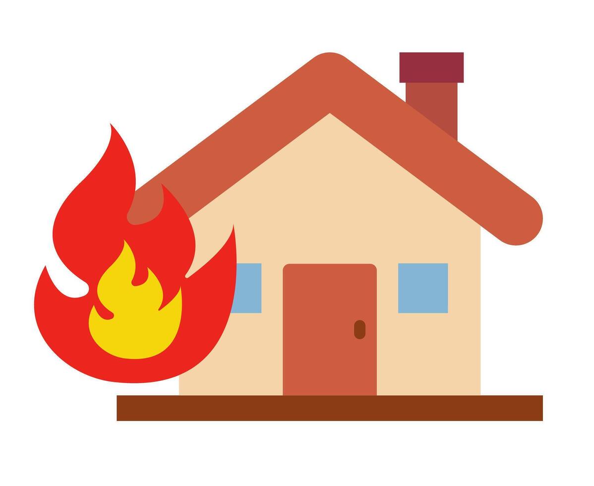 Flat design house fire icon. vector