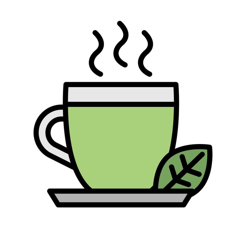 Flat design green tea icon. vector
