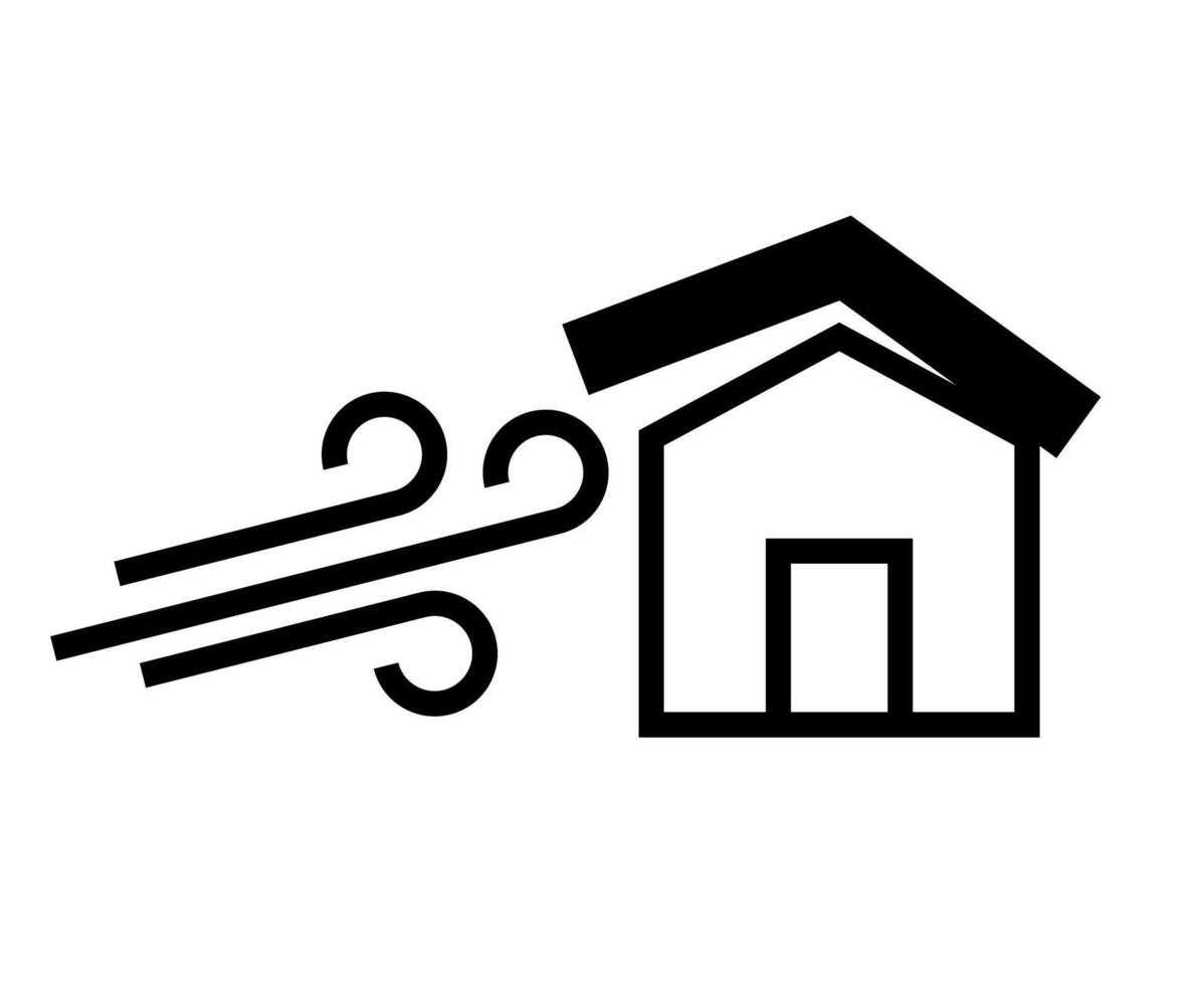 House with roof blown off by the wind Icon. vector