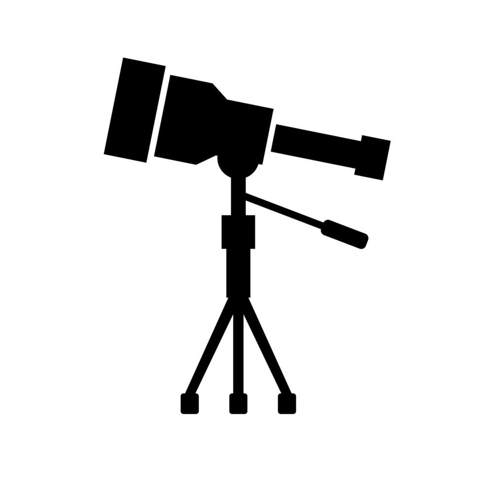Silhouette of a Tripod Mounted Telescope. vector