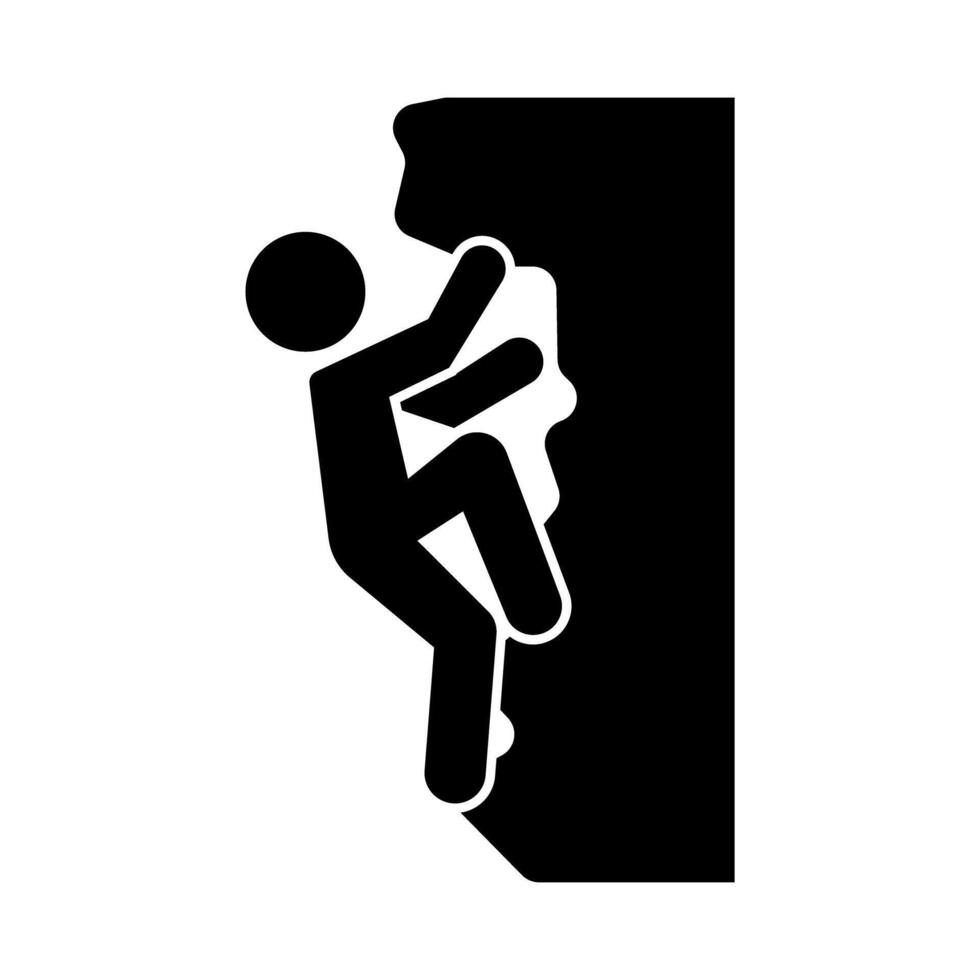 Rock climbing silhouette icon vector
