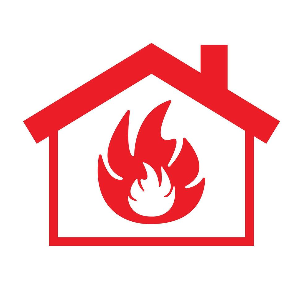 Red fire house icon. vector