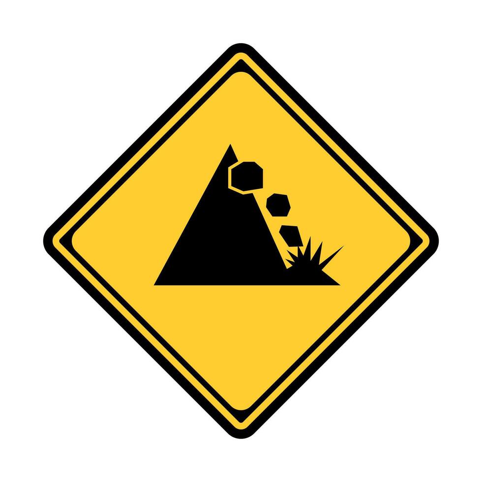 Caution Sign for Falling Rocks Hazard. vector