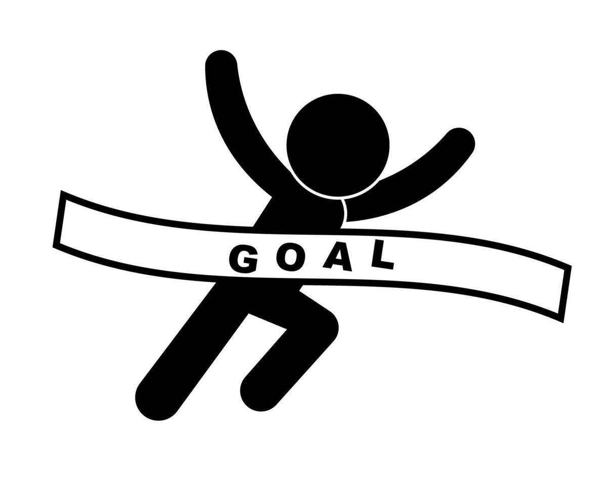 Runner Crossing Marathon Finish Line Ribbon. vector