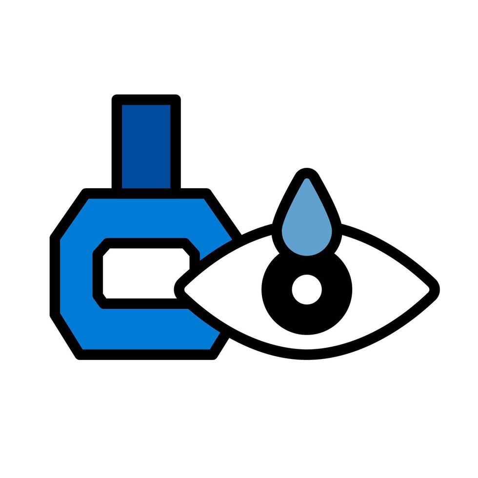 Blue eye drop bottle and eye icon. vector