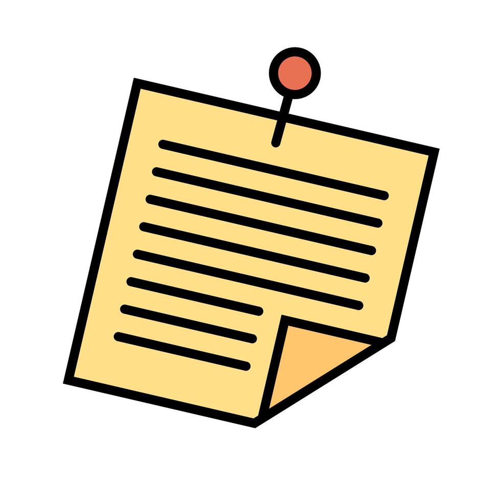 Flat design yellow sticky note icon. vector