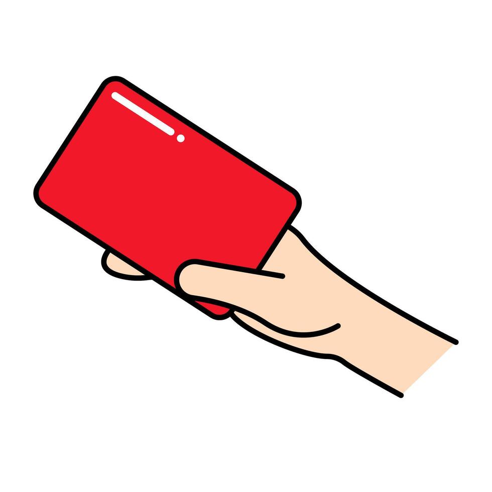 Red card and hand icon. vector