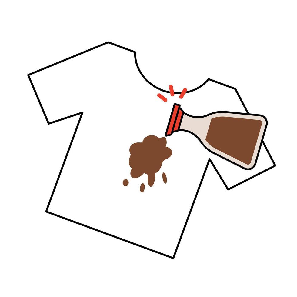 Spill soy sauce on T-shirt. vector