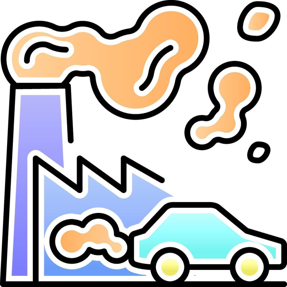 Air pollution ecology icon. Illustration of smoke from Factory Chimneys and vehicles. Environmental contamination sign symbol. vector