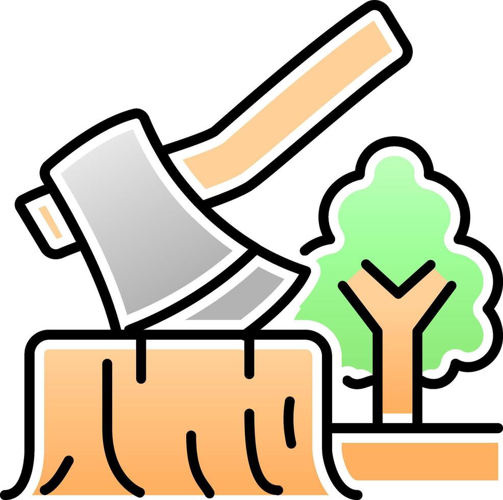 Deforestation icon. Forest tree cutting with lumber axe logo. Illustration of forest conservation. vector