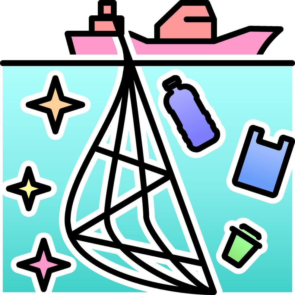 Ocean Cleanup Icon Logo. Ocean Waste Illustration vector