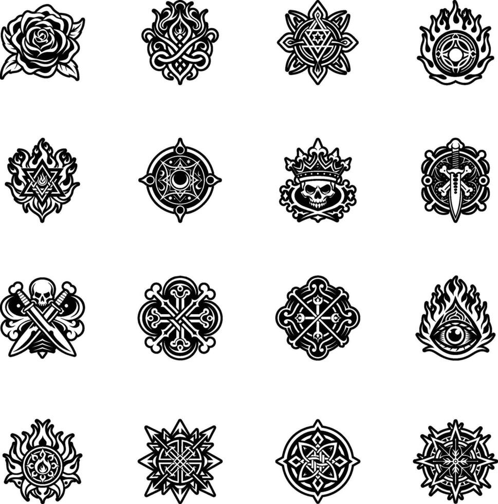 Bundle of Demonic Symbols Glyph Icons vector