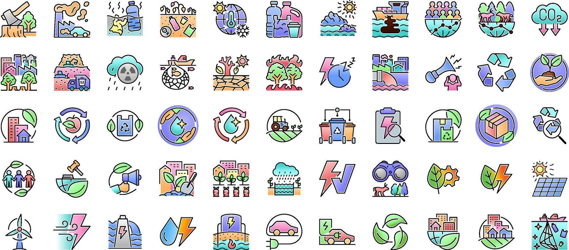 Ecology Green technology Icon Set. Renewable energy illustration. vector