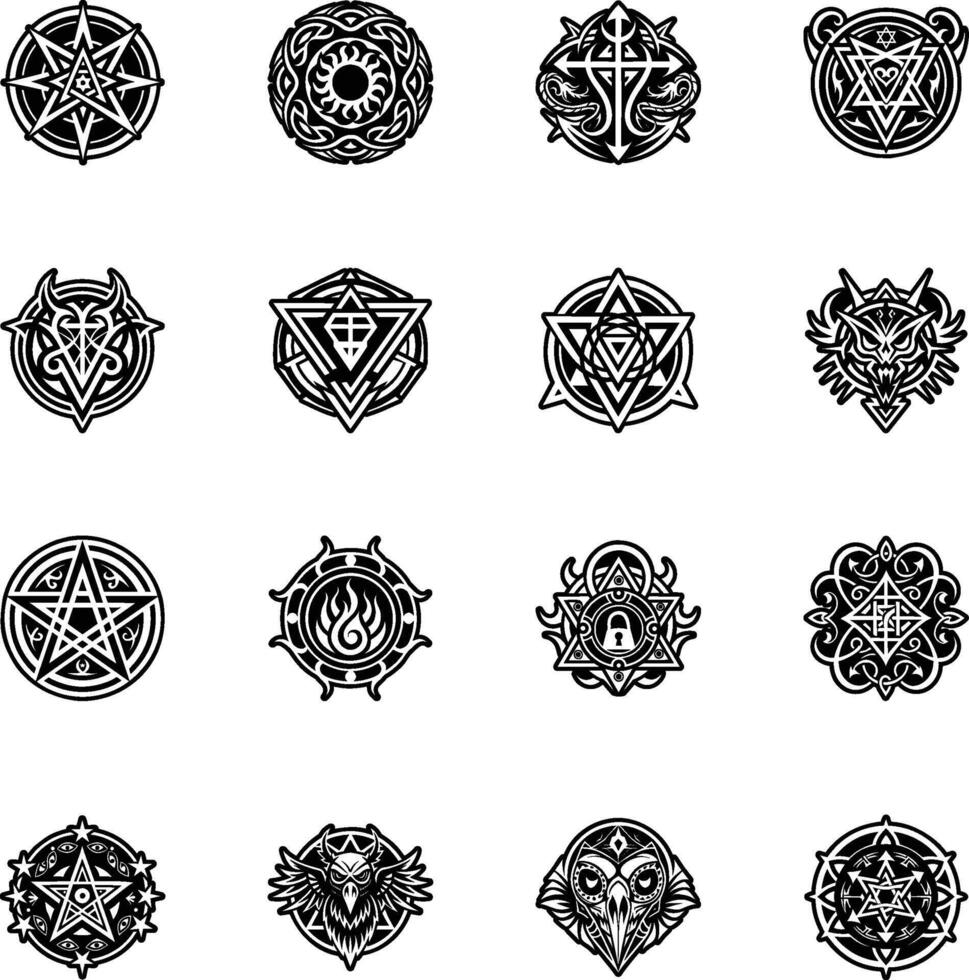 Collection of Glyph Style Satanism Icons vector