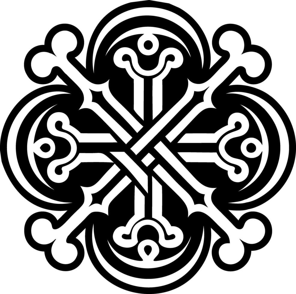 A filled style icon of bone sigil tattoo vector