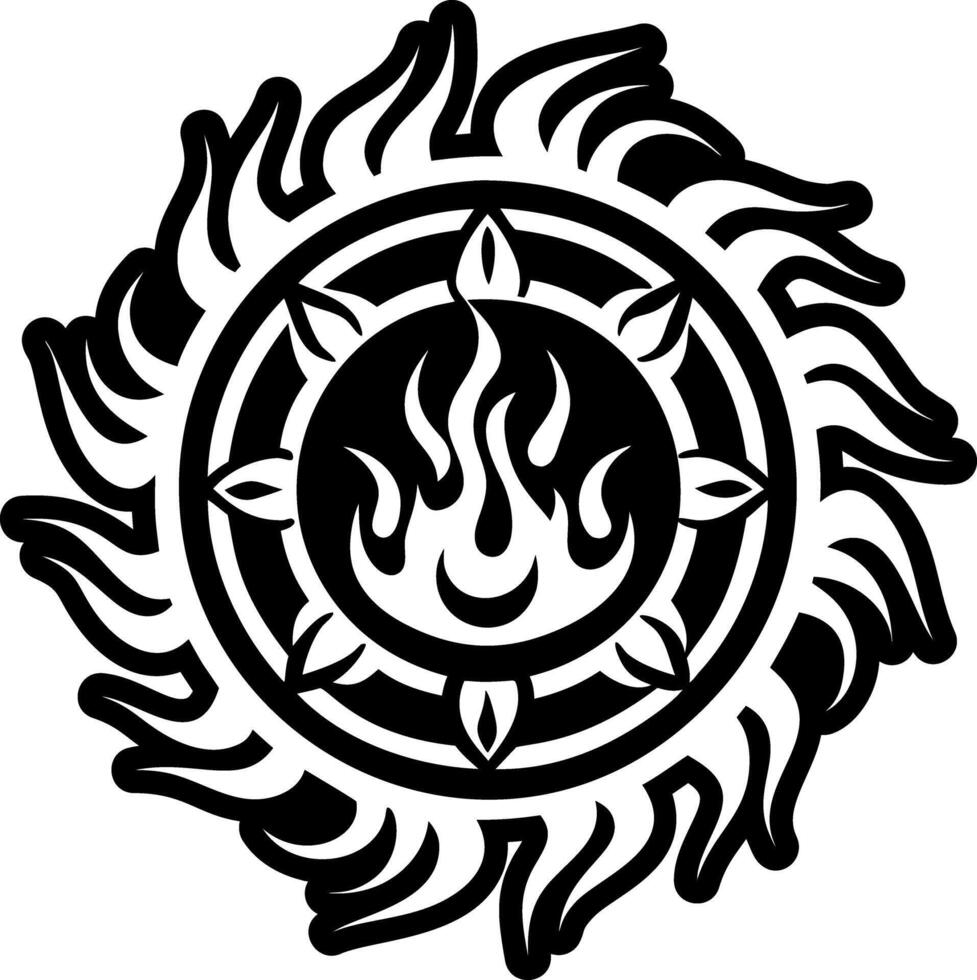 A glyph style icon of fire circle tattoo vector