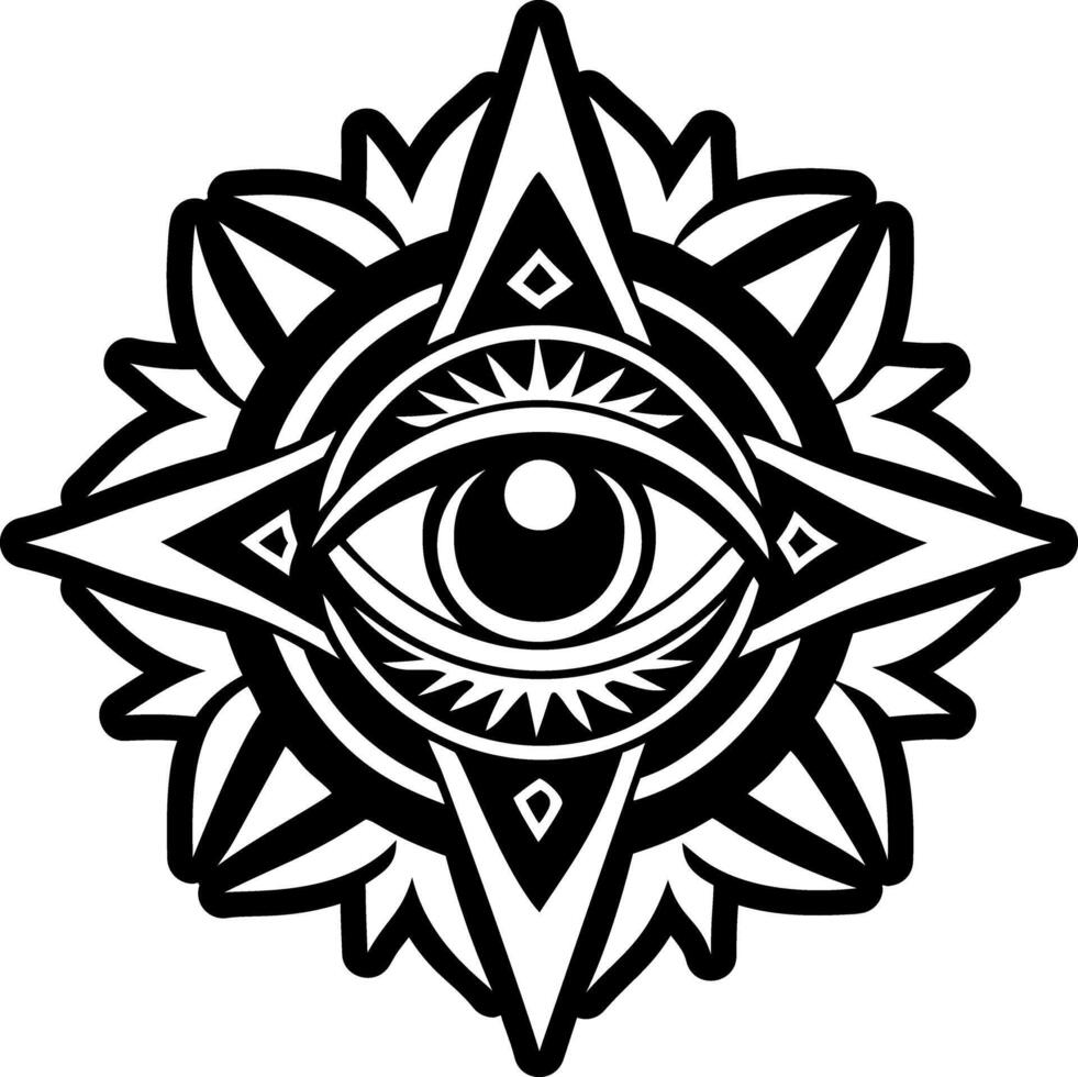A filled style icon of demon eye tattoo vector