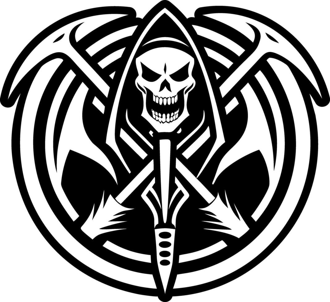 A filled style icon of death scythe symbol vector