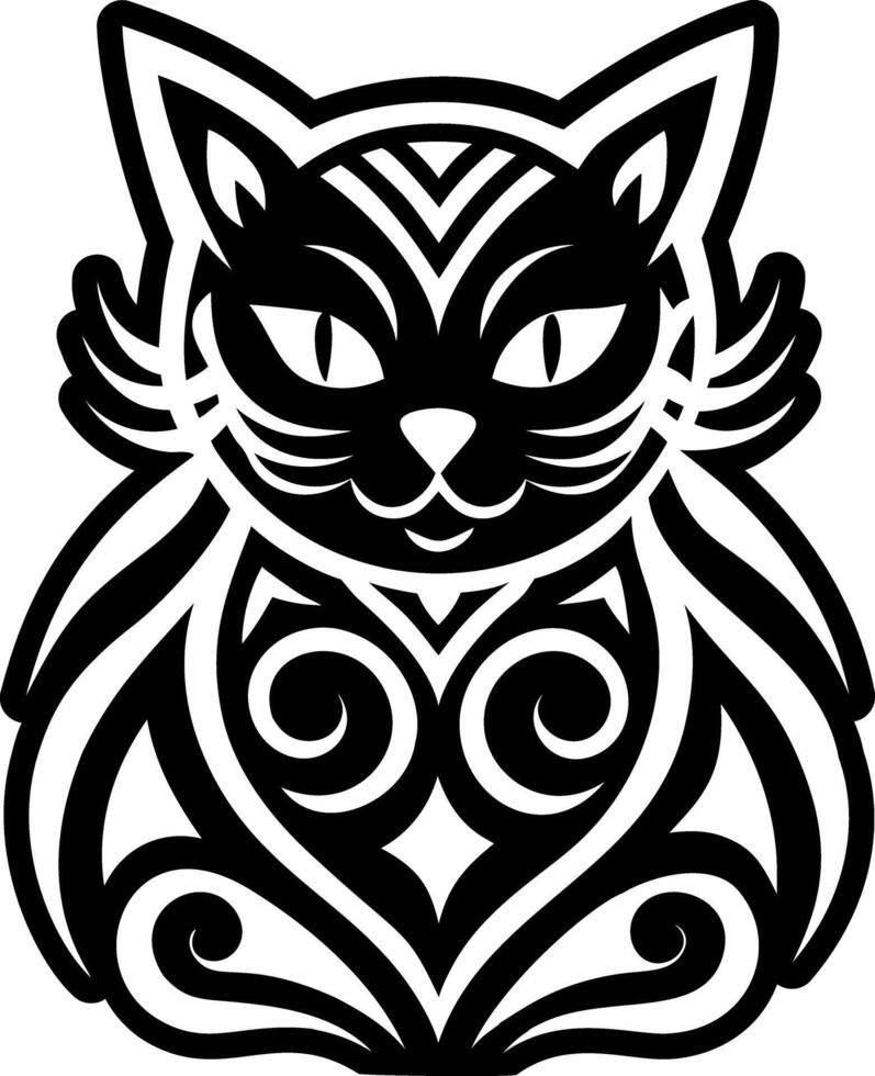 A filled style icon of black cat tattoo vector