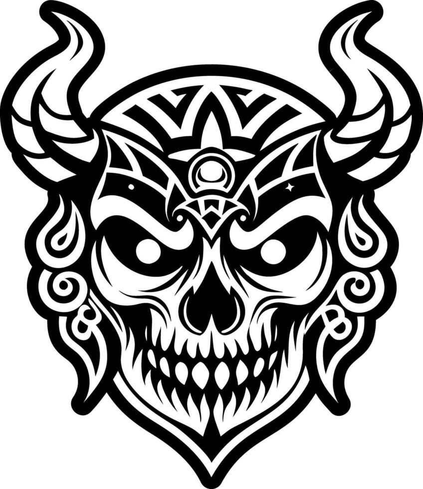 A glyph style icon of horned skull symbol vector