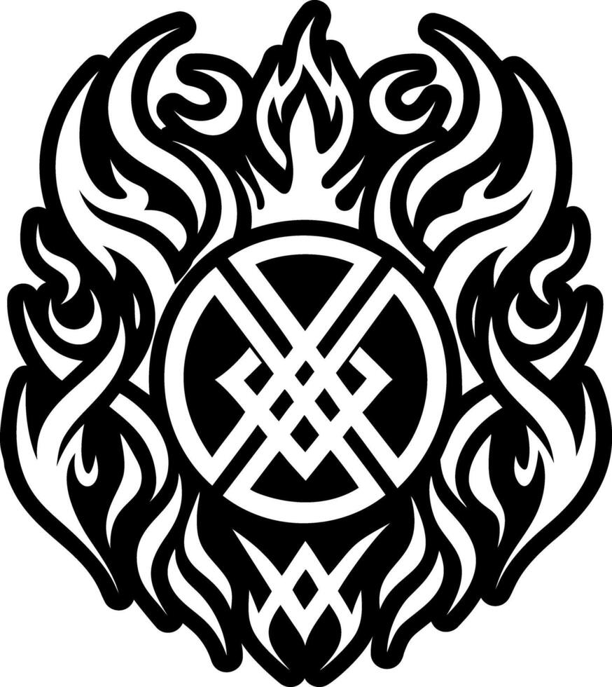 A filled style icon of burning rune tattoo vector