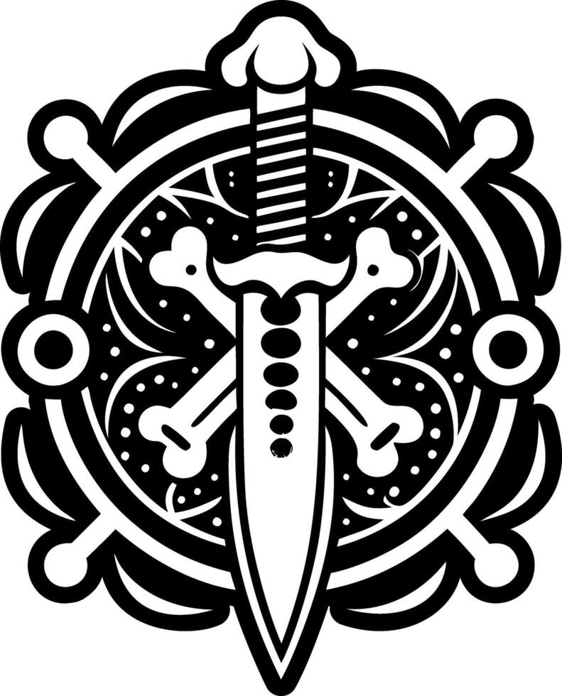 A solid style icon of bone knife tattoo vector