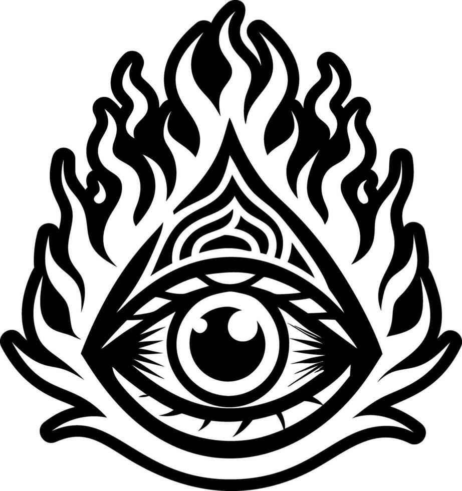 A glyph style icon of burning eye tattoo vector