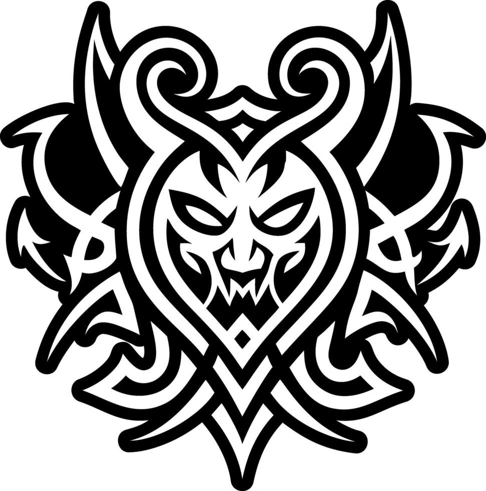 A glyph style icon of devil script tattoo vector