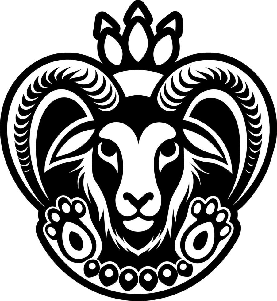 A filled style icon of goat symbol vector
