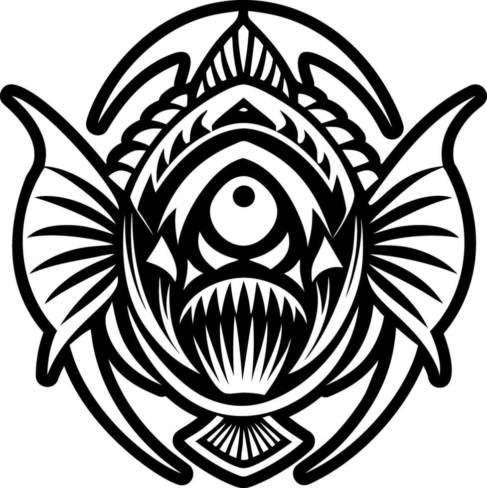 A filled style icon of abyssal fish tattoo vector